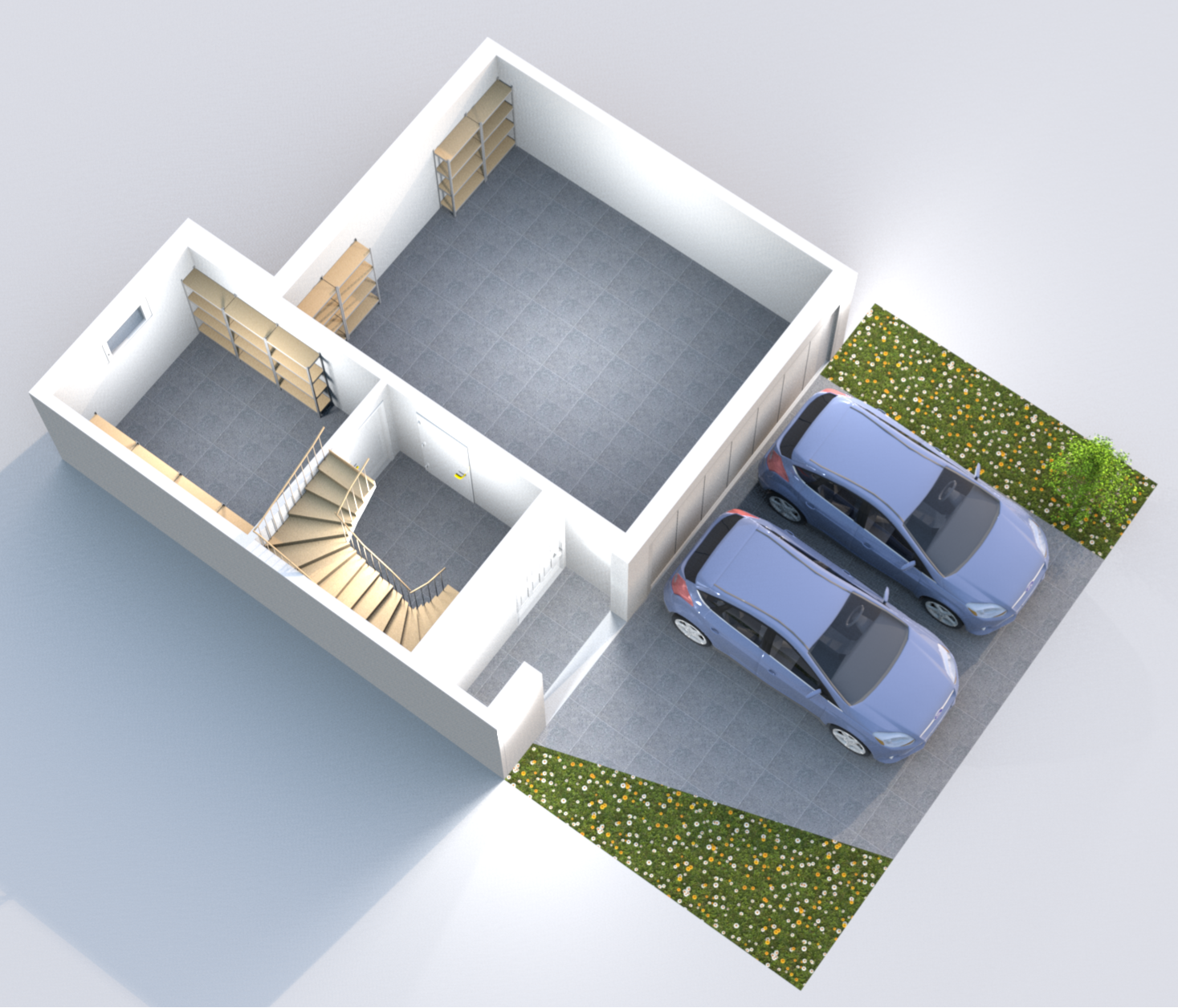 Grundriss Erdgeschoss 3D-Modell Grundriss Erdgeschoss 3D-Modell